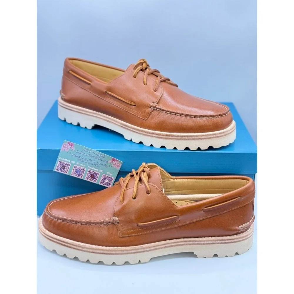 Sperry A/O 3-Eye Lug Tan Bronzer Leather Boat Shoe Men's NIB‎